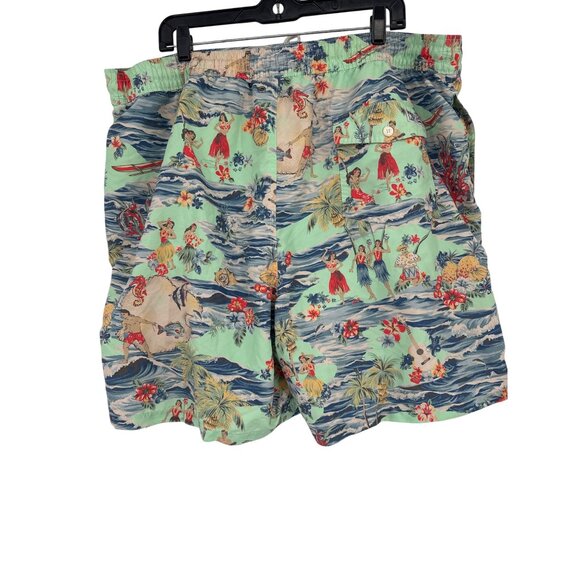 Polo Ralph Lauren Hawaiian Print Swim Trunks size 2XL Tall surf luau Y2K - Picture 5 of 6